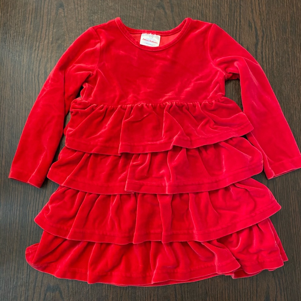 Hanna Andersson red velour ruffle dress